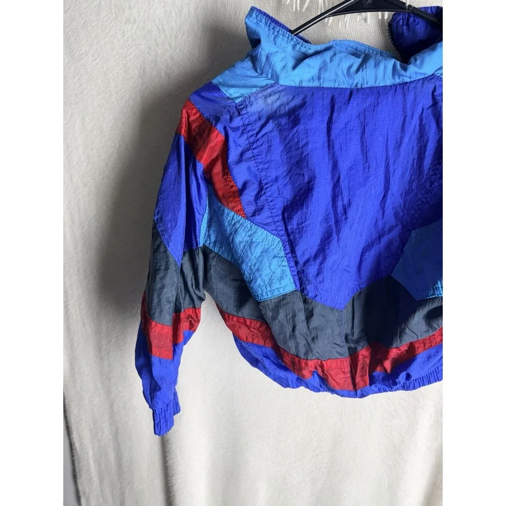 Vintage London Fog Jacket Kids M 5-6 Colorblock Windbreaker 90s Blue Red Retro